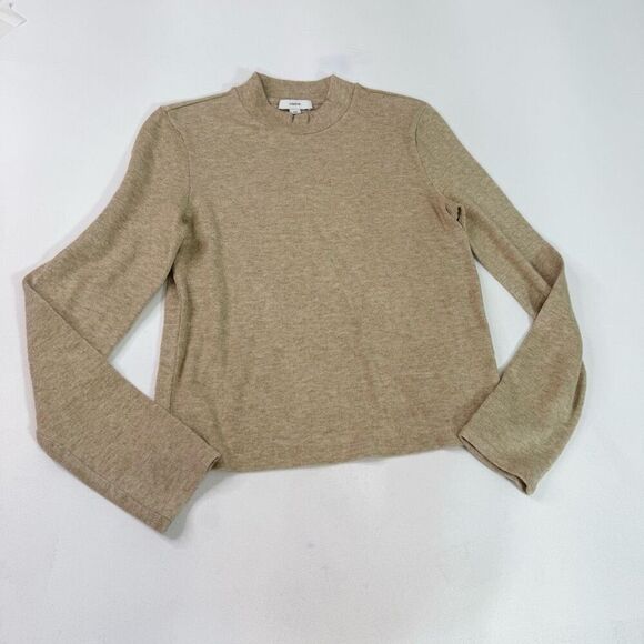 Vince Sweater Womens Medium Tan Neutral Cozy Mock Neck Neutral Minimalist - Picture 1 of 9